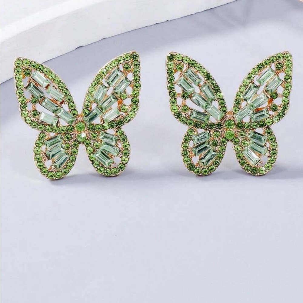 SHEIN Green Butterfly Earrings